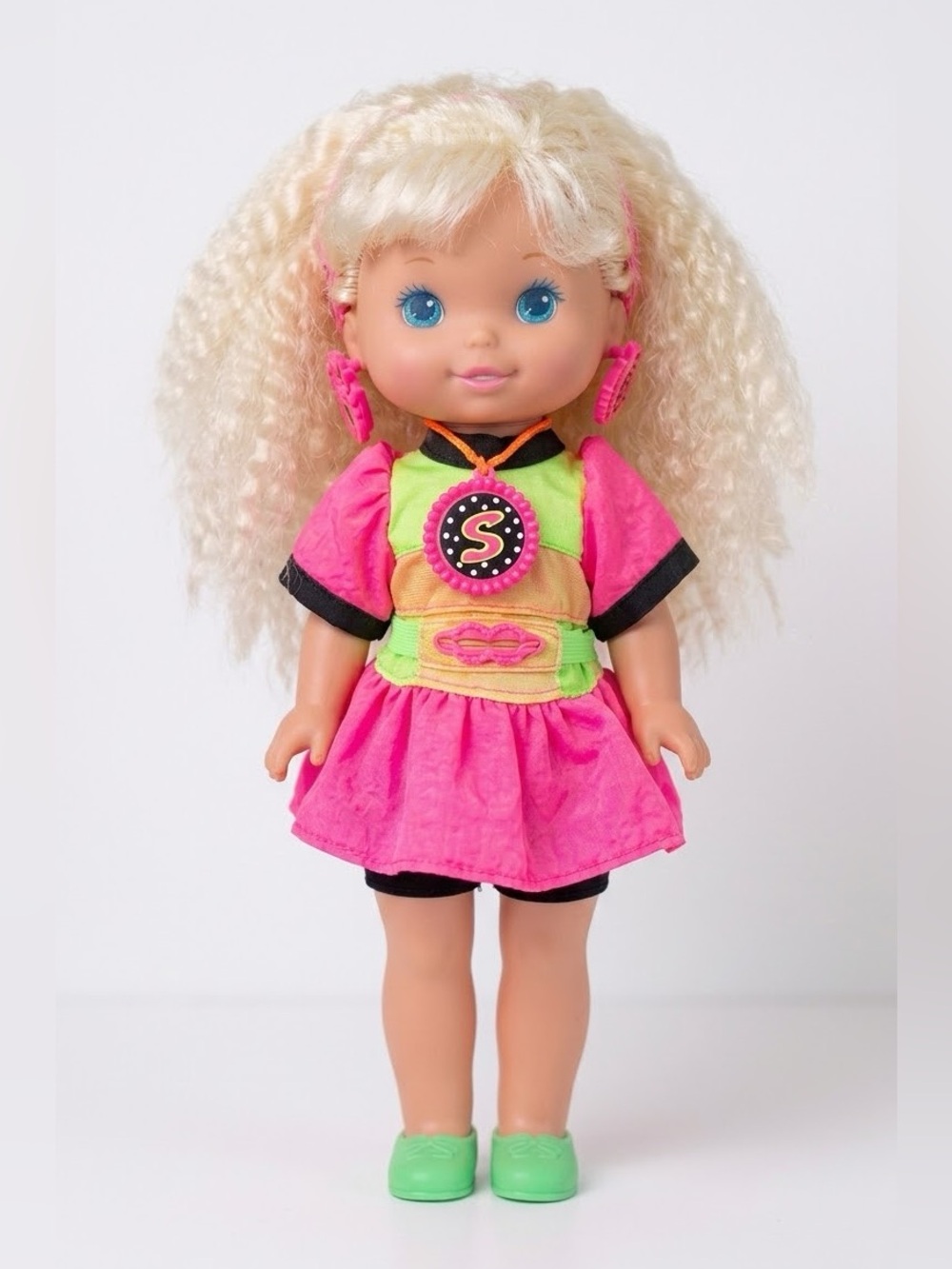 Vintage 1992 Mattel Sally Secrets Doll Neon Pink Crimp Hair Secret Stickers